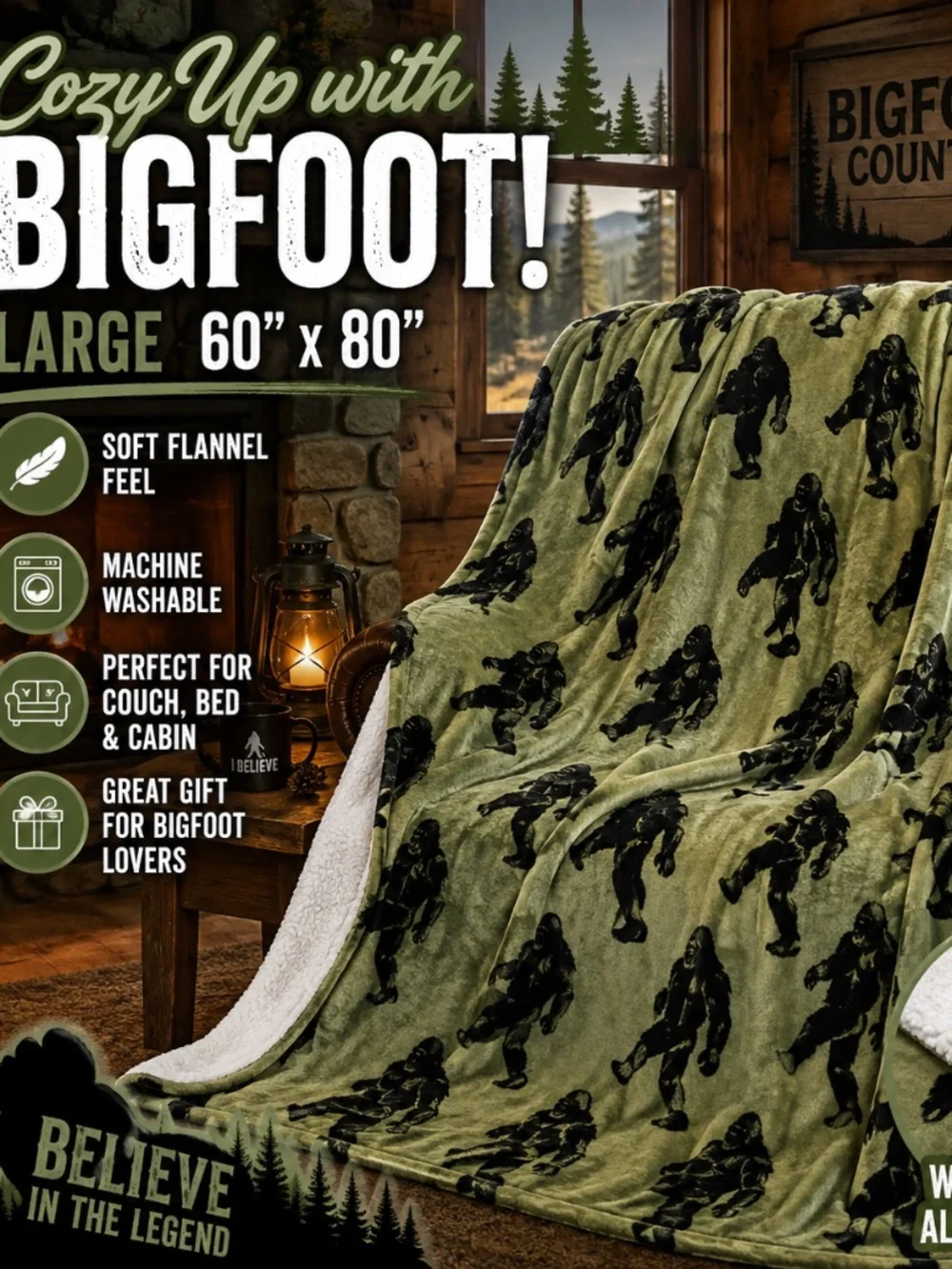 Bigfoot Sasquatch Blanket 60